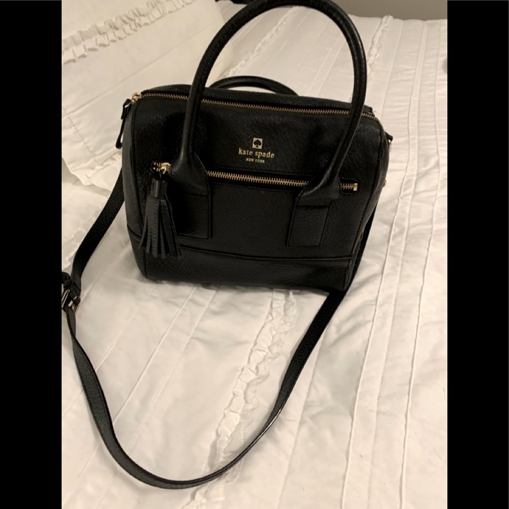 Kate Spade Black Leather Handbag- Detachable Strap
